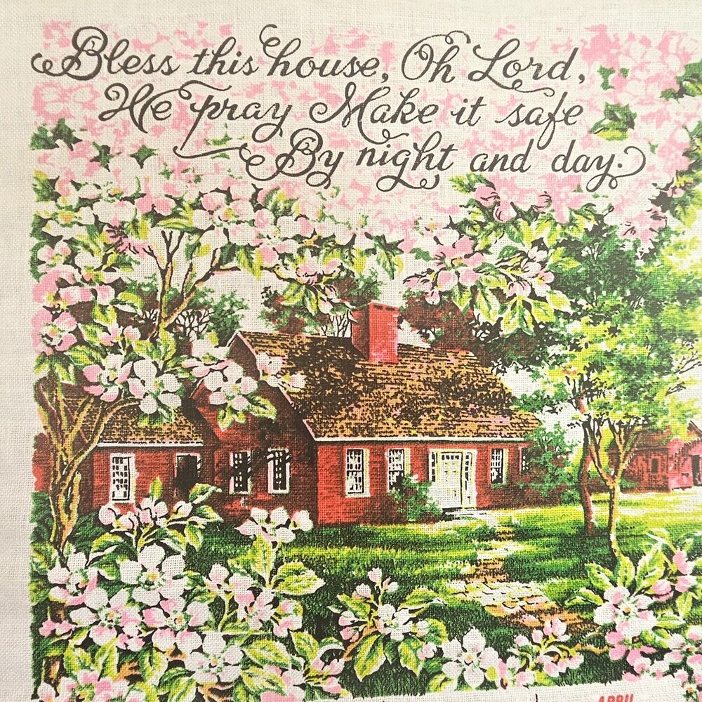 1974 Linen Calendar Bless This House Vintage Decor